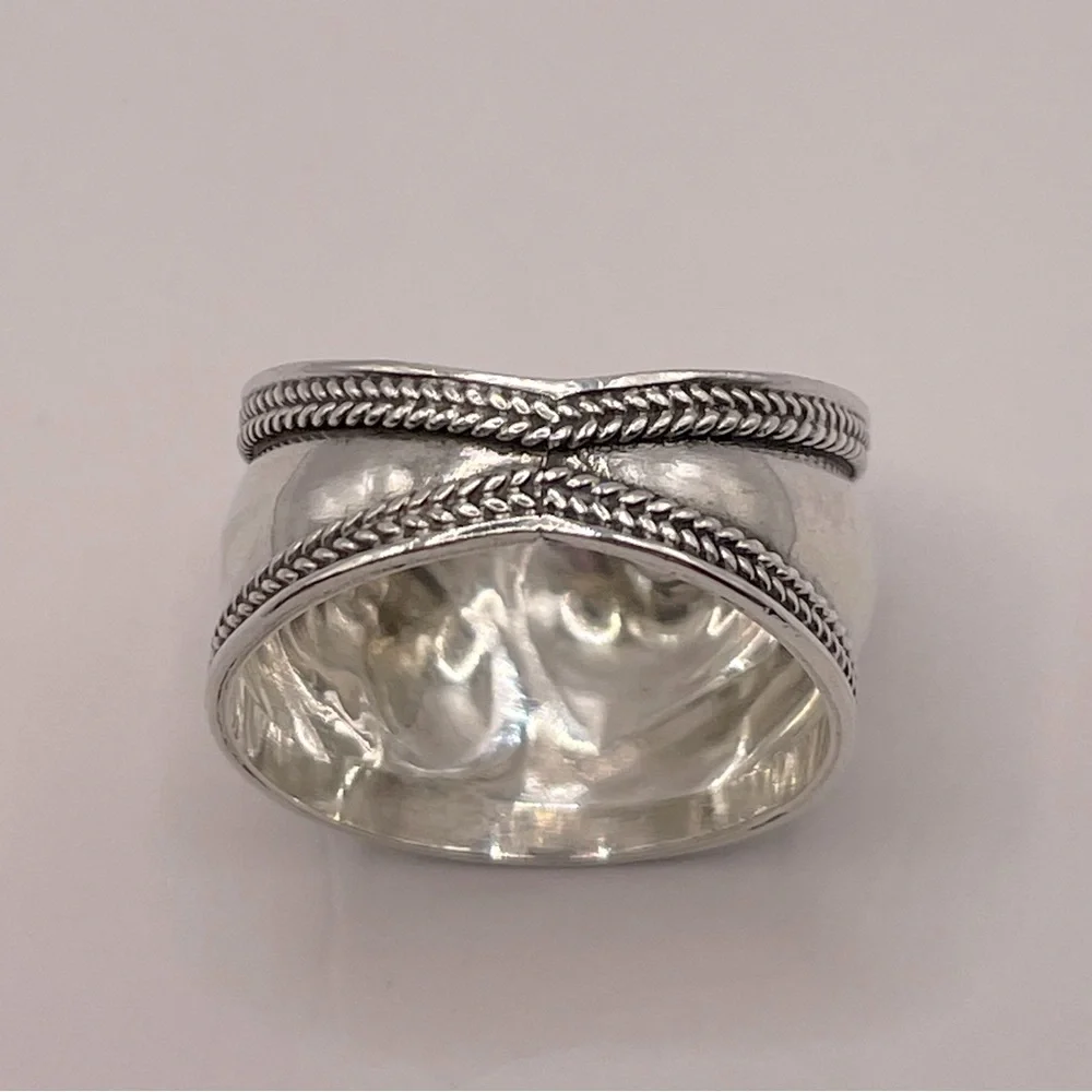 VINTAGE Sterling Silver Double Heart Ring